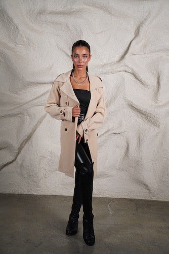 Short beige trench coat