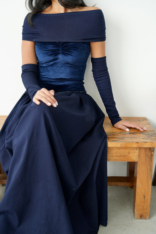 Navy velvet dress